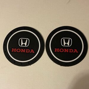 Honda logo car cup Coasters in black, white and red Set of 2 NWT